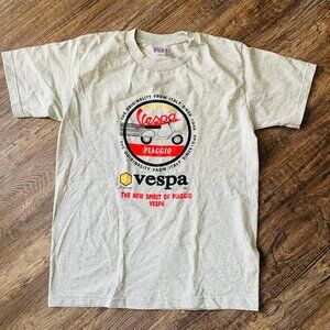 Vespa Piaggio Grey Sport Action Motorcycle Scooter Shirt New